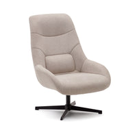 CELIDA Swivel armchair in beige chenille and steel with black finish