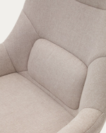 CELIDA Swivel armchair in beige chenille and steel with black finish