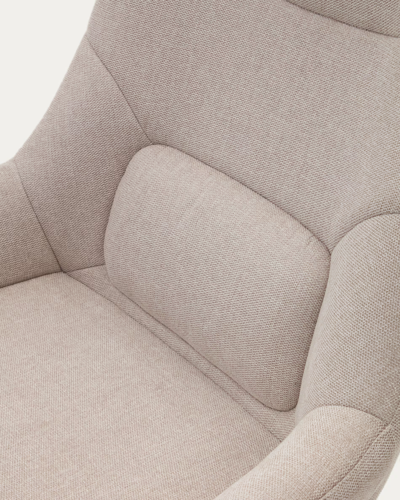 CELIDA Swivel armchair in beige chenille and steel with black finish