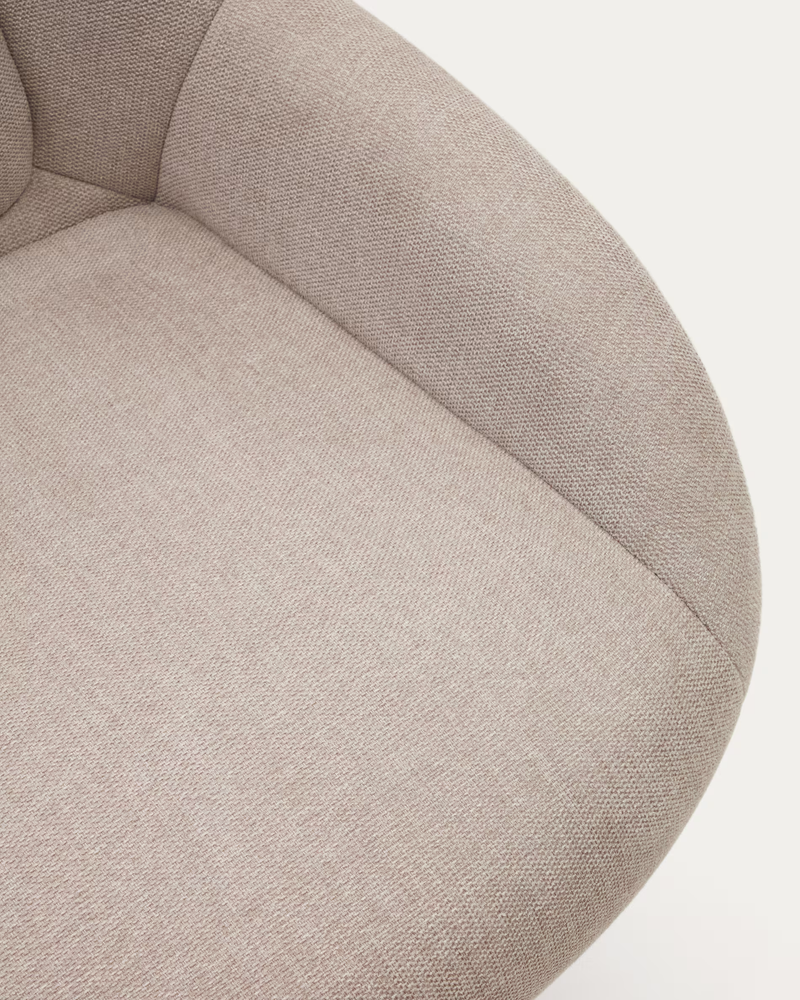 CELIDA Swivel armchair in beige chenille and steel with black finish