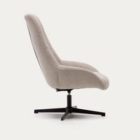 CELIDA Swivel armchair in beige chenille and steel with black finish