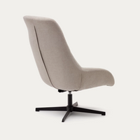 CELIDA Swivel armchair in beige chenille and steel with black finish