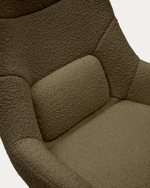 CELIDA Swivel armchair in beige chenille and steel with black finish