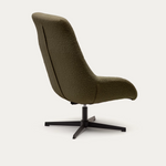 CELIDA Swivel armchair in beige chenille and steel with black finish