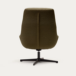 CELIDA Swivel armchair in beige chenille and steel with black finish