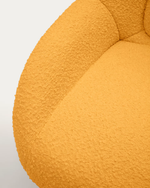 CELIDA Swivel armchair in beige chenille and steel with black finish