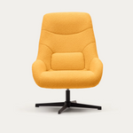 CELIDA Swivel armchair in beige chenille and steel with black finish