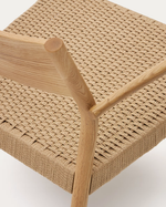 YALIA Armchair in natural solid oak with paper rope seat
