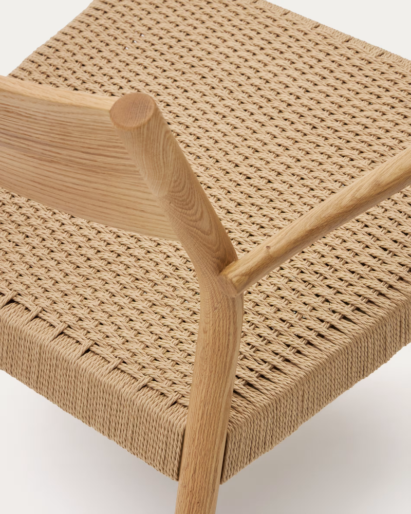 YALIA Armchair in natural solid oak with paper rope seat