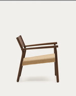 YALIA armchair in solid oak with a walnut finish and paper rope seat