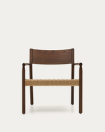 YALIA armchair in solid oak with a walnut finish and paper rope seat