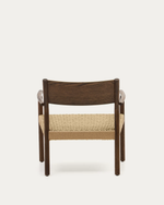 YALIA armchair in solid oak with a walnut finish and paper rope seat