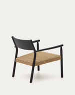 YALIA armchair in solid oak with a black finish and paper rope seat