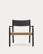 YALIA armchair in solid oak with a black finish and paper rope seat