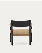 YALIA armchair in solid oak with a black finish and paper rope seat