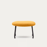 BELINA Footrest in mustard bouclé and steel with black finish
