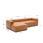LEATHER BLOK Smeđa kožna sofa, 330 cm