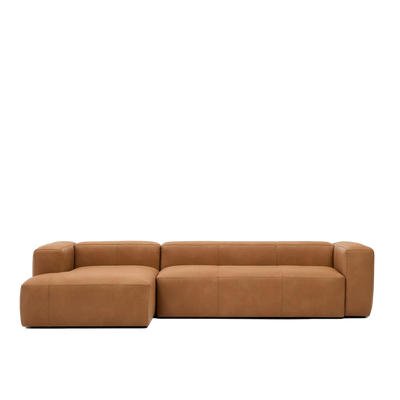 LEATHER BLOK Smeđa kožna sofa, 330 cm