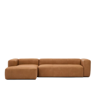 LEATHER BLOK Smeđa kožna sofa, 330 cm