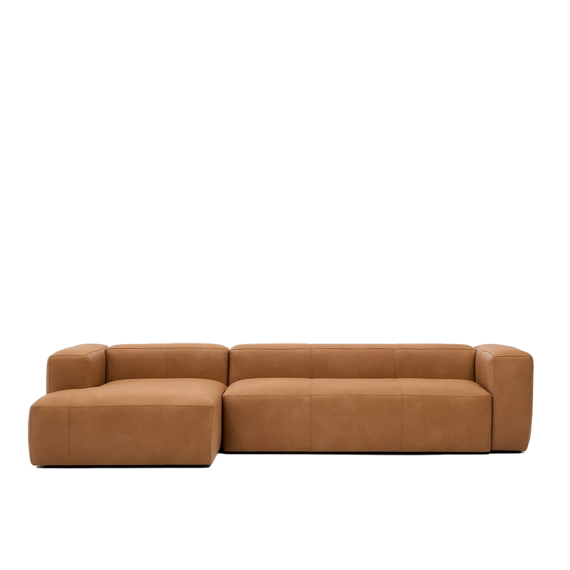 LEATHER BLOK Smeđa kožna sofa, 330 cm