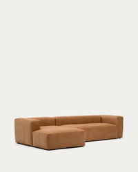 LEATHER BLOK Smeđa kožna sofa, 330 cm