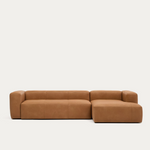LEATHER BLOK Smeđa kožna sofa, 330 cm
