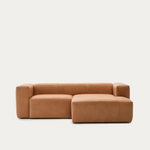 LEATHER BLOK Brown leather 2-seater sofa, 240 cm