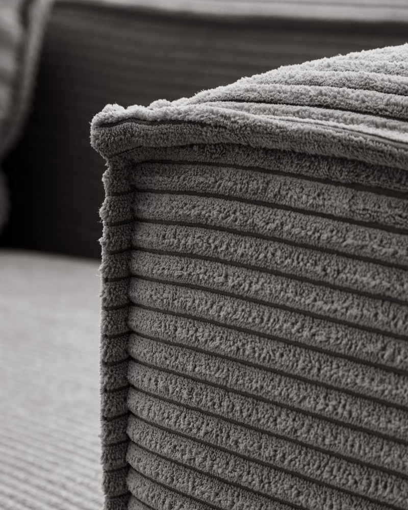 BLOK 2 seater sofa with left side chaise longue wide seam corduroy, 240 cm