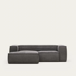 BLOK 2 seater sofa with left side chaise longue wide seam corduroy, 240 cm