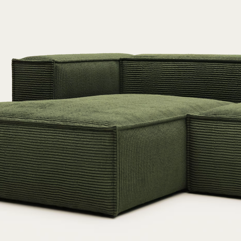 BLOK 2 seater sofa with left side chaise longue wide seam corduroy, 240 cm