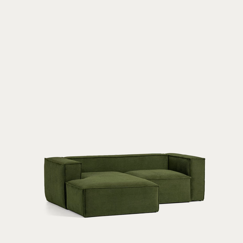 BLOK 2 seater sofa with left side chaise longue wide seam corduroy, 240 cm