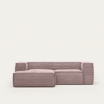 BLOK 2 seater sofa with left side chaise longue wide seam corduroy, 240 cm