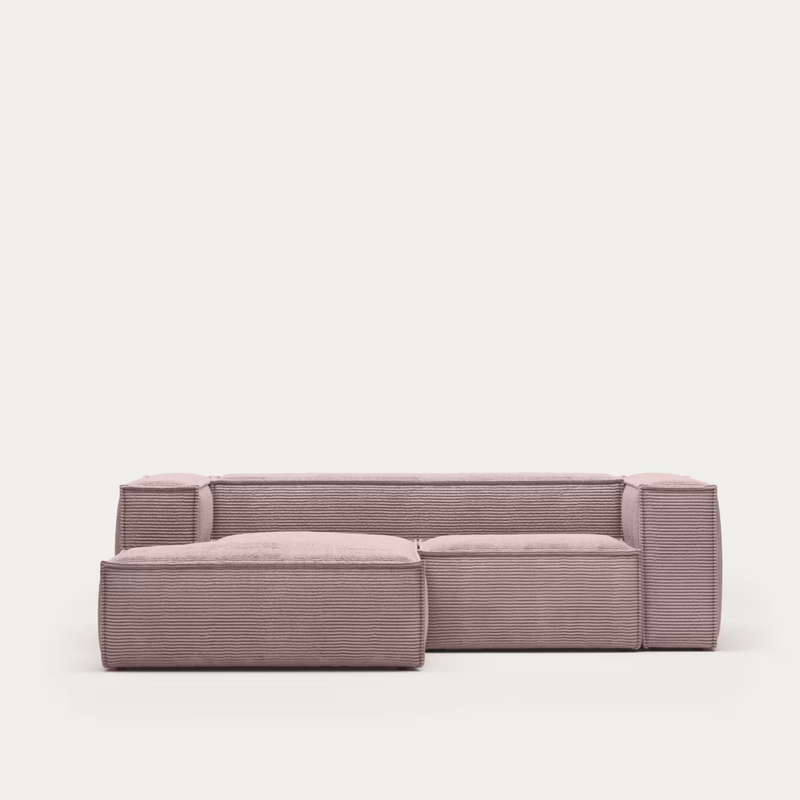 BLOK 2 seater sofa with left side chaise longue wide seam corduroy, 240 cm