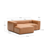 LEATHER BLOK Brown leather 2-seater sofa, 240 cm