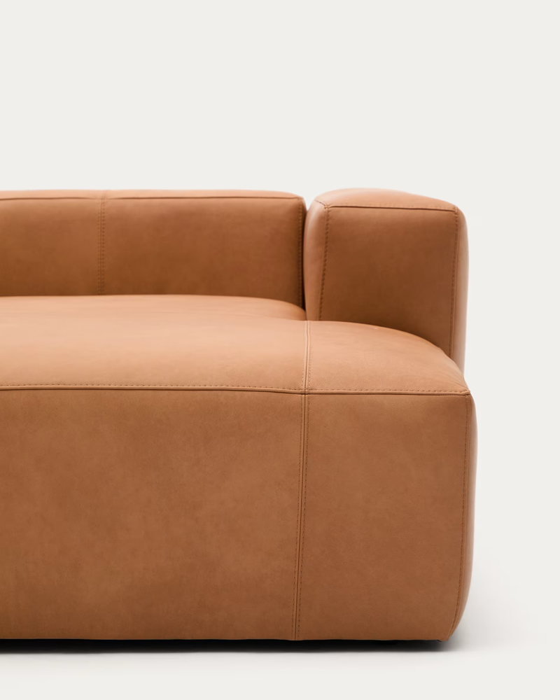 LEATHER BLOK Brown leather 2-seater sofa, 240 cm