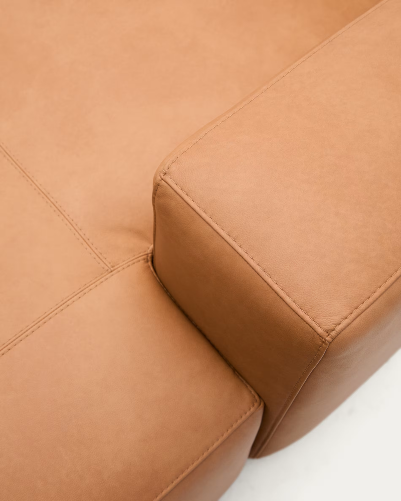 LEATHER BLOK Brown leather 2-seater sofa, 240 cm