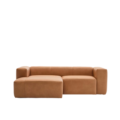 LEATHER BLOK Smeđi kožni dvosjed, 240 cm