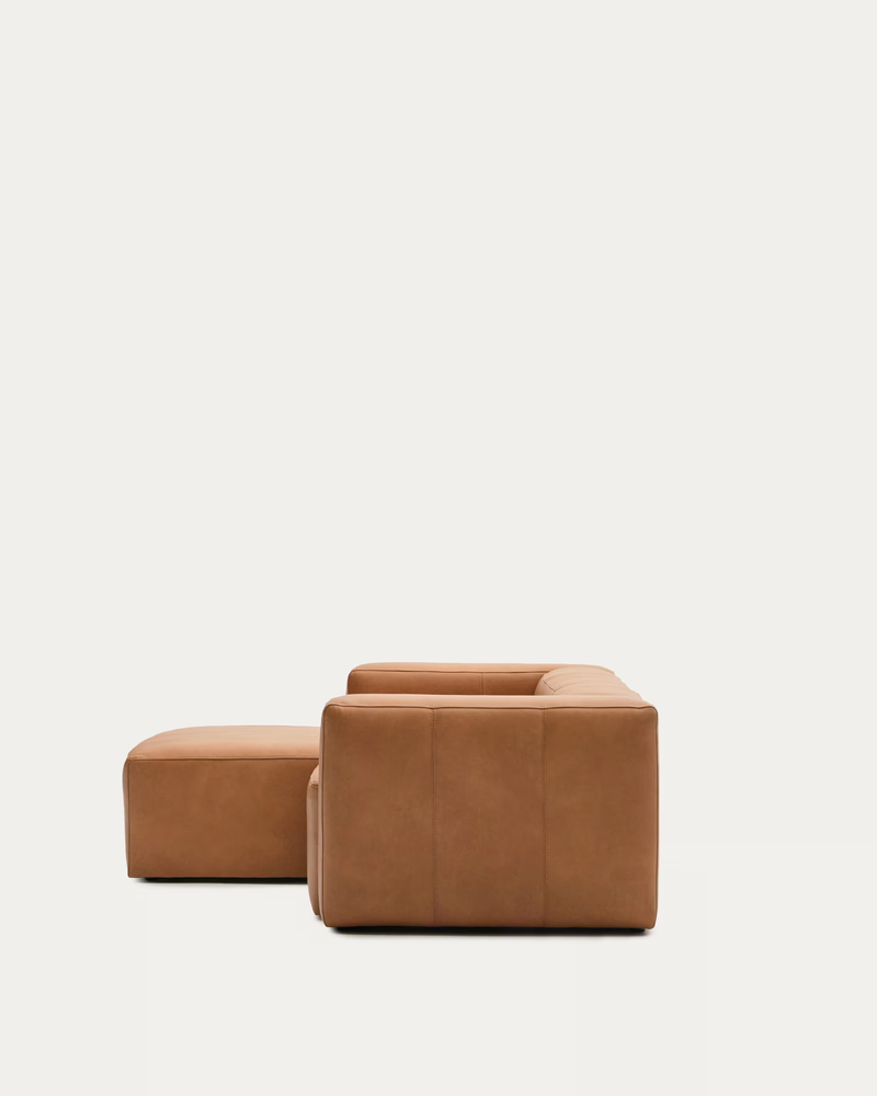 LEATHER BLOK Brown leather 2-seater sofa, 240 cm