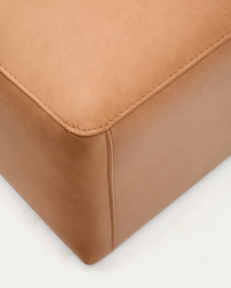LEATHER BLOK Smeđi kožni tabure/puf, 90 x 70 cm