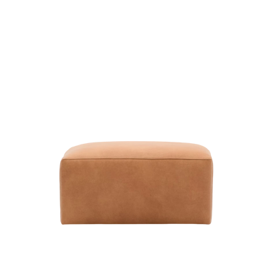 LEATHER BLOK Brown leather footstool/pouf, 90 x 70 cm