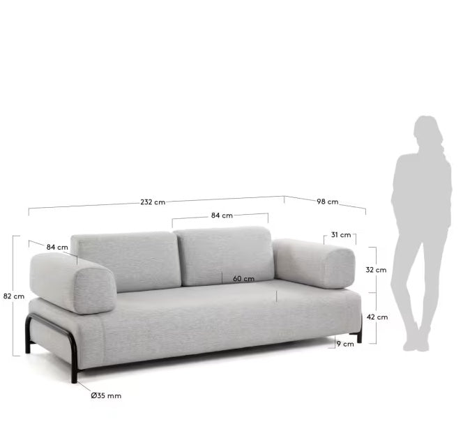COMPO 3-seater sofa with armrests