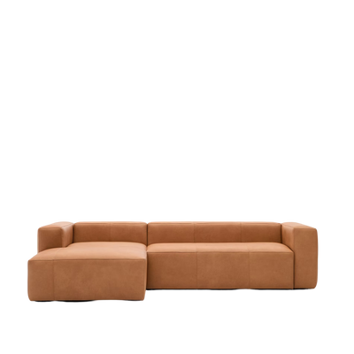 LEATHER BLOK Brown leather 3-seater sofa, 300 cm