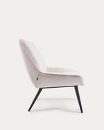 MARLINA White bouclé armchair with steel legs with black painted finish