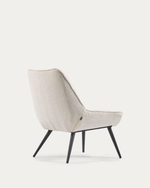MARLINA White bouclé armchair with steel legs with black painted finish