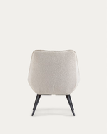 MARLINA White bouclé armchair with steel legs with black painted finish