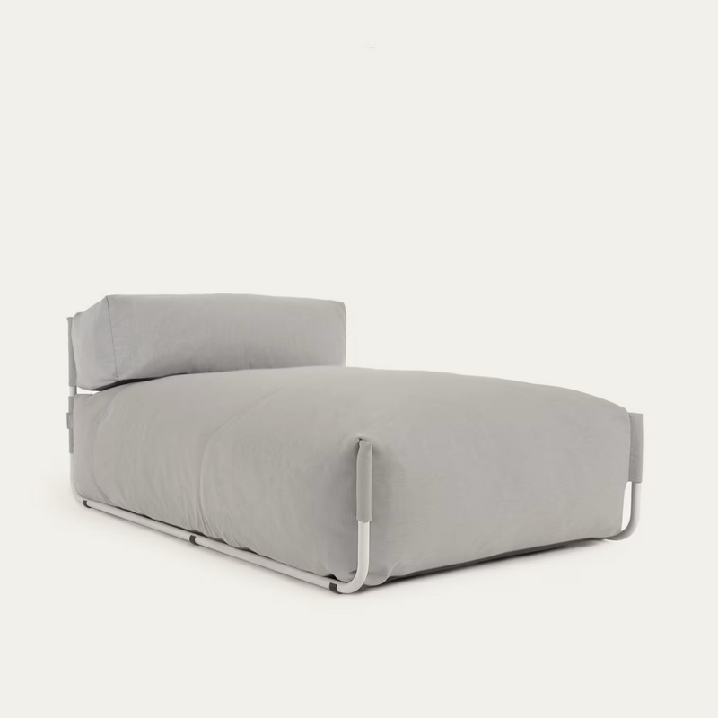 SQUARE Ležaljka s naslonom u bež boji s crnim aluminijem