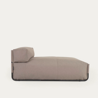 SQUARE Chaise longue pouffe with backrest in beige with black aluminium, 165 x 101 cm