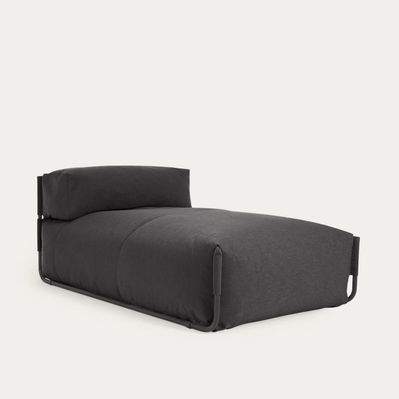 SQUARE Ležaljka s naslonom u bež boji s crnim aluminijem