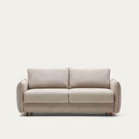 CARLOTA 2 seater sofa bed in beige chenille, 140 cm