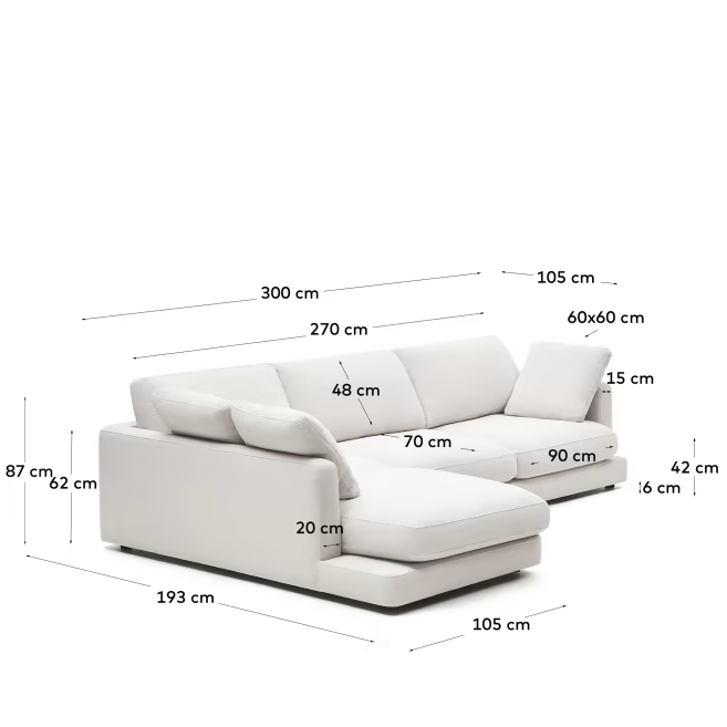 GALA Trosjed s lijevim bočnim ležajem, 300 cm